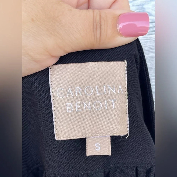 CAROLINA BENOIT MARRAKECH BLACK PANTS WITH PEARLED HEM SMALL - Picture 15 of 17
